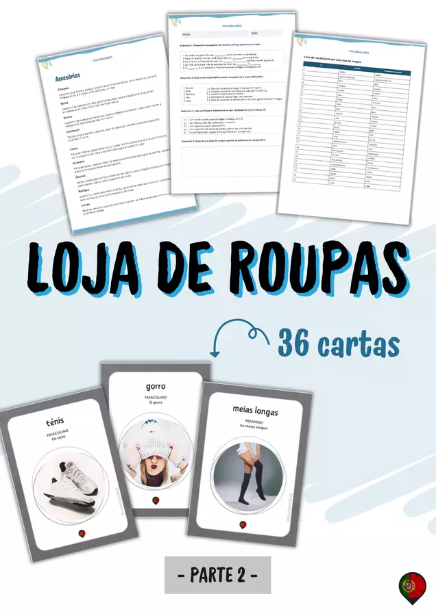 Vocabulário Loja de Roupas (parte 2) Esercizi - Vocabulário Loja de Roupas (parte 2) - Cuenta con Lluna - Pagina di copertina