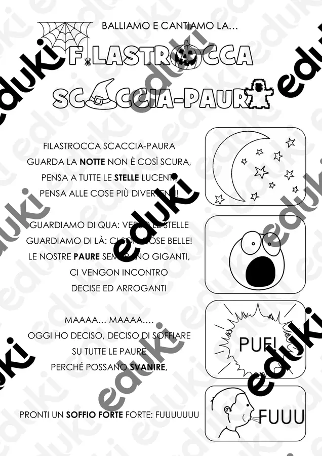HALLOWEEN FILASTROCCA SCACCIA-PAURA Flashcard - HALLOWEEN FILASTROCCA SCACCIA-PAURA - 2onestemaestre - Pagina di copertina
