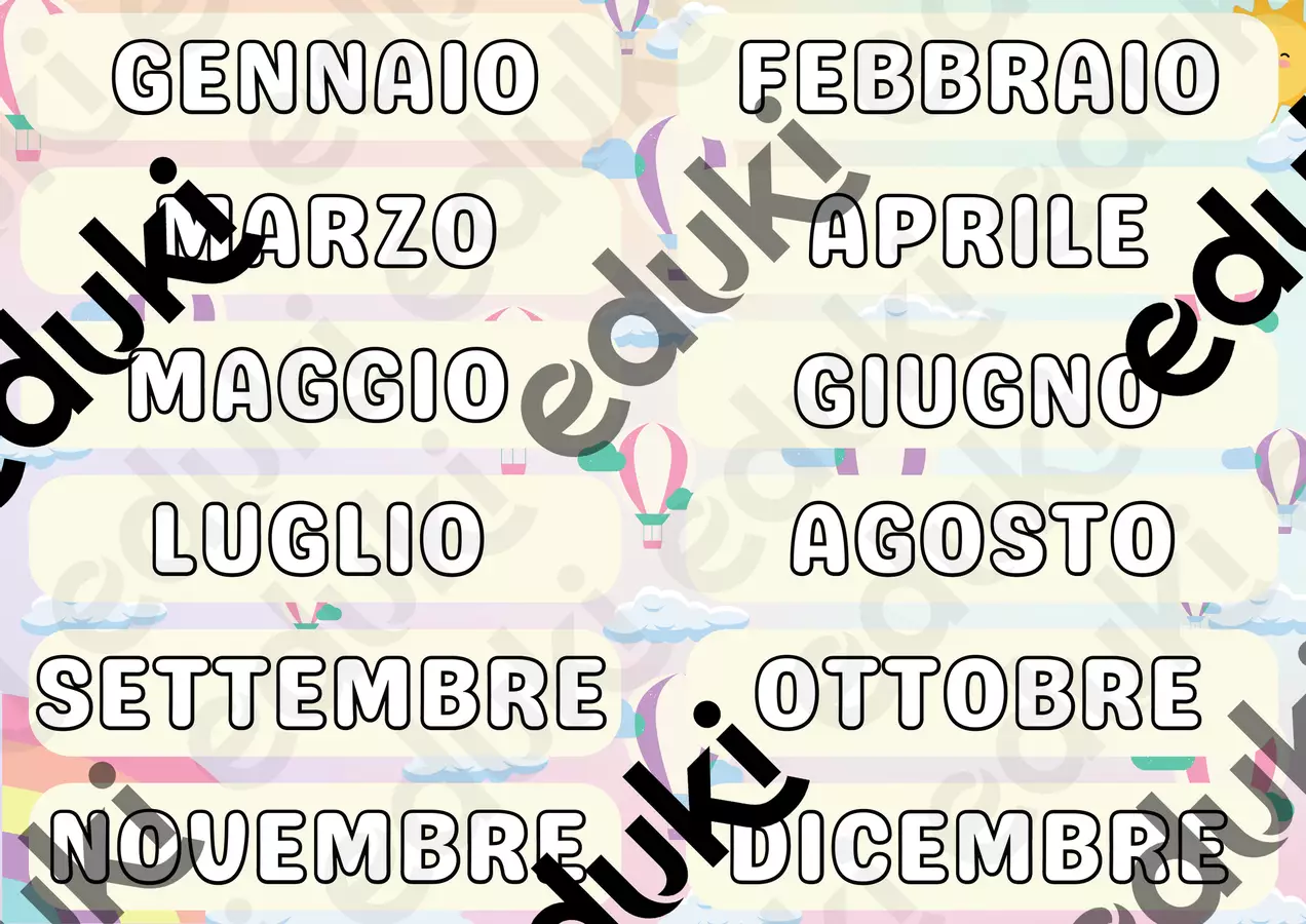 Calendario Perpetuo Tema arcobaleni e Mongolfiere Poster - Calendario Perpetuo Tema arcobaleni e Mongolfiere - Maestre Disordinarie - Pagina di copertina