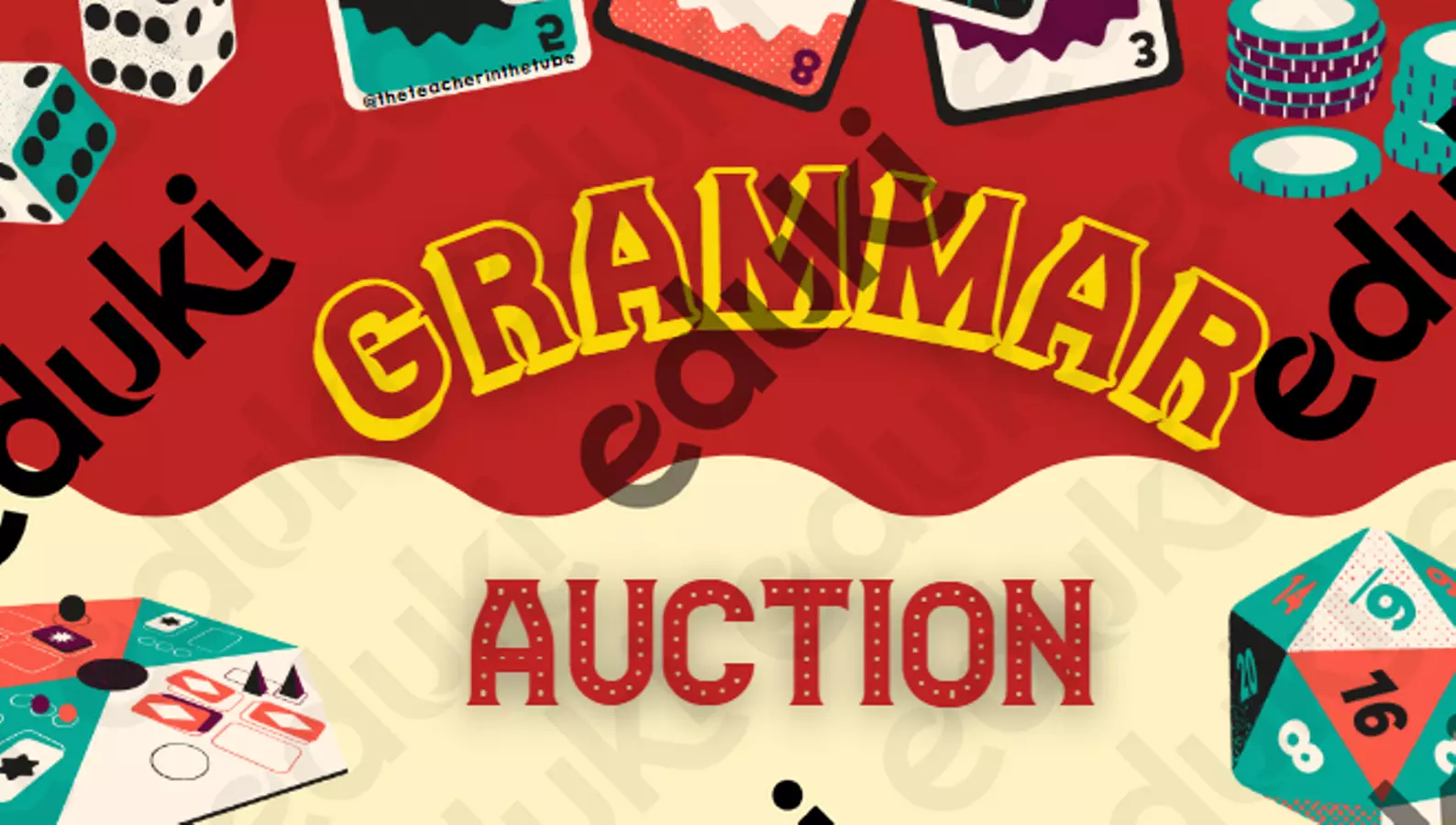 Grammar auction secondary Refuerzo / NEE / Materiales de apoyo - Grammar auction secondary - The teacher in the tube - Portada