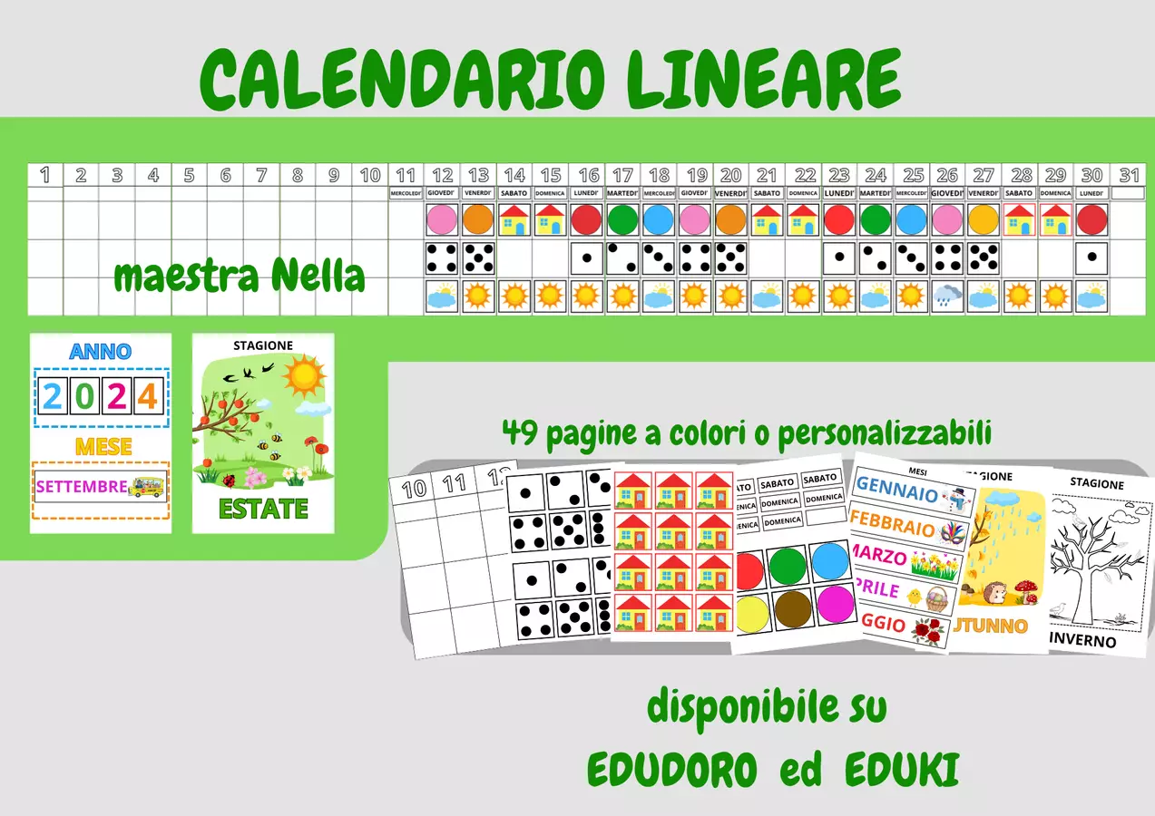 CALENDARIO LINEARE Altro tipo di materiale - CALENDARIO LINEARE - maestra Nella - Pagina di copertina