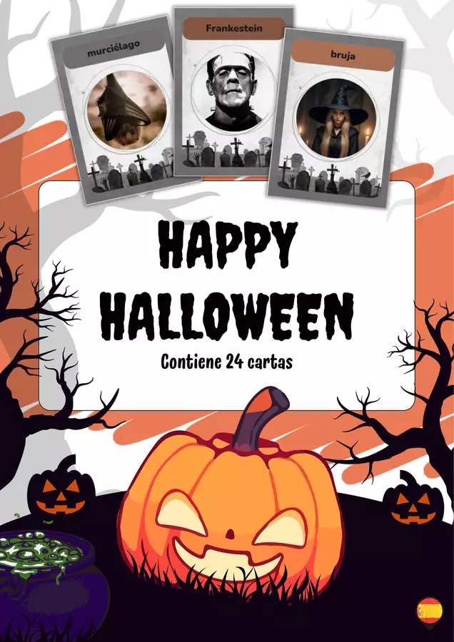 Carte di vocabolario di Halloween – lessico in spagnolo Flashcard - Carte di vocabolario di Halloween – lessico in spagnolo - Cuenta con Lluna - Pagina di copertina