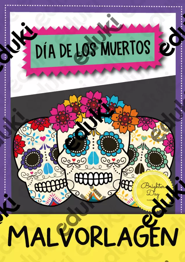 Día de los Muertos / Giorno dei morti, modelli da colorare Materiale per pittura e bricolage - Día de los Muertos / Giorno dei morti, modelli da colorare - Brighter Day Classroom - Pagina di copertina