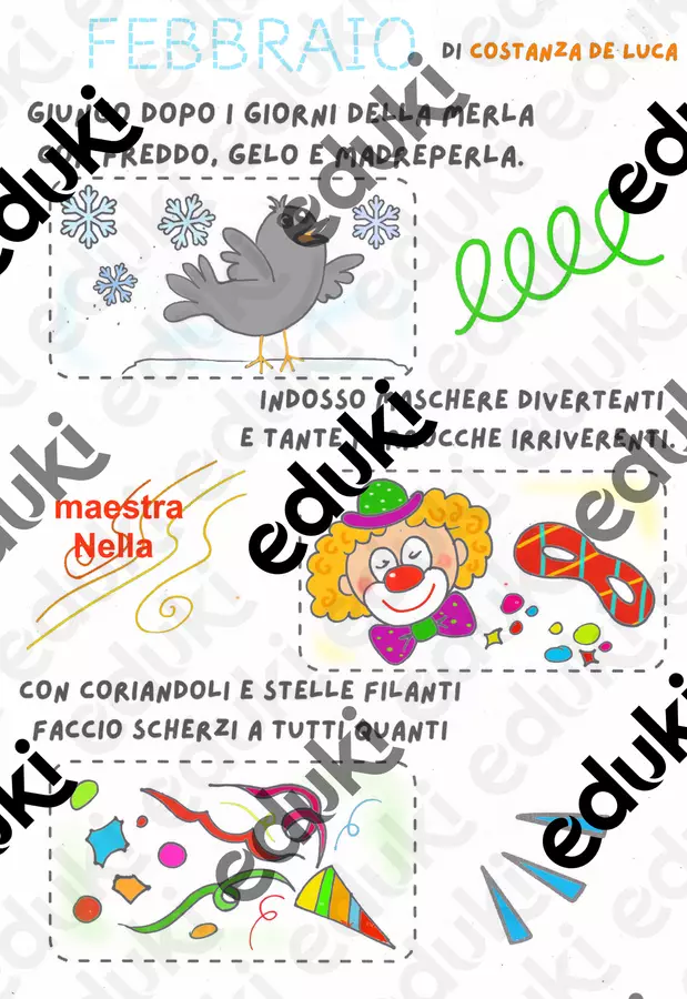 FEBBRAIO poesia illustrata Materiale per pittura e bricolage - FEBBRAIO poesia illustrata - maestra Nella - Pagina di copertina