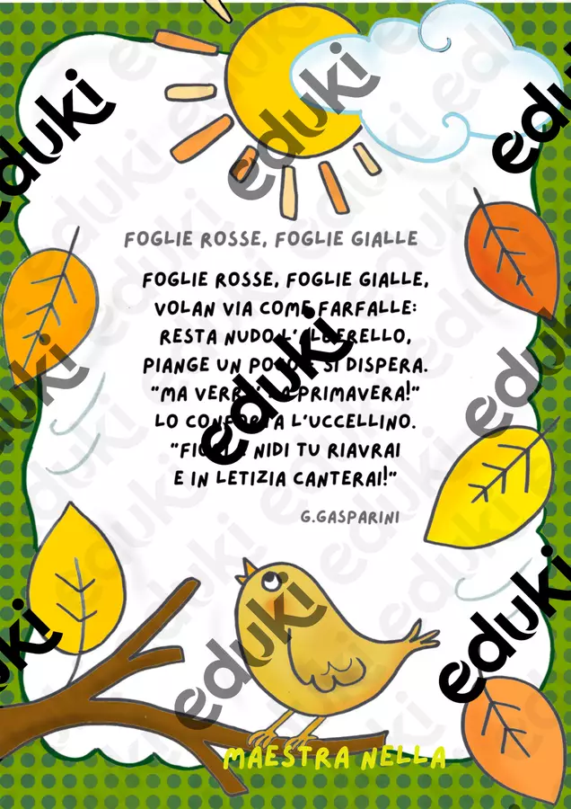 AUTUNNO : poesia Materiale per pittura e bricolage - AUTUNNO : poesia - maestra Nella - Pagina di copertina