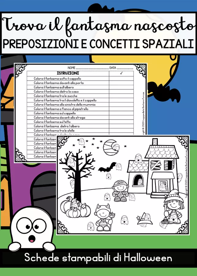 Trova Il Fantasma Nascosto - Concetti Spaziali Esercizi - Trova Il Fantasma Nascosto - Concetti Spaziali - Logopedista Barbara Furcas - Pagina di copertina