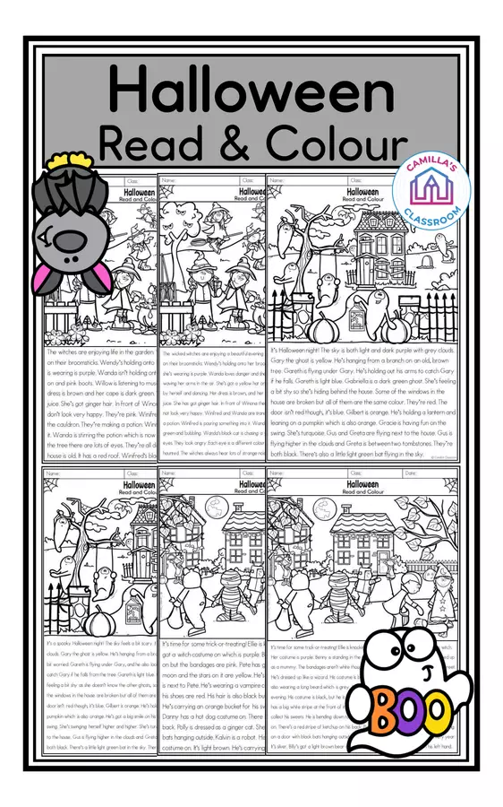 Halloween - Read & Colour Worksheets Esercizi - Halloween - Read & Colour Worksheets - Camilla's Classroom - Pagina di copertina