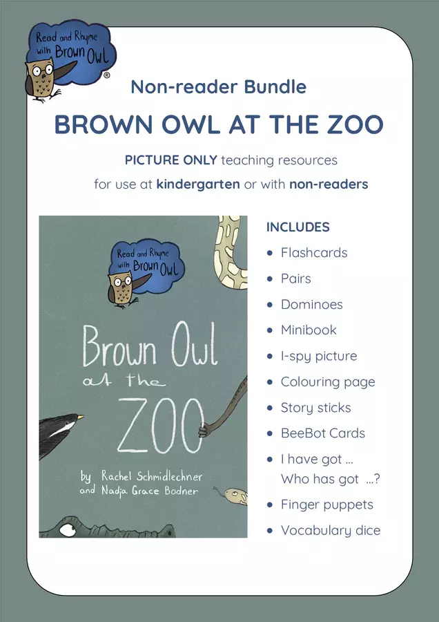 Brown Owl at the Zoo - BUNDLE for KINDERGARTEN Flashcard - Brown Owl at the Zoo - BUNDLE for KINDERGARTEN - Read and Rhyme with Brown Owl - Pagina di copertina