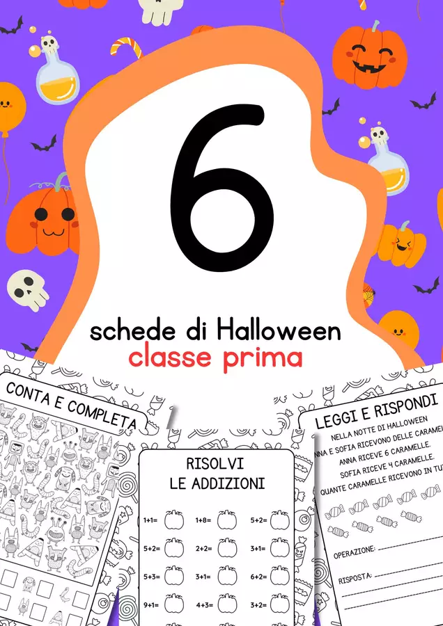 Schede didattiche matematica Halloween classe prima Esercizi - Schede didattiche matematica Halloween classe prima - MilleLibriPerBambini - Pagina di copertina