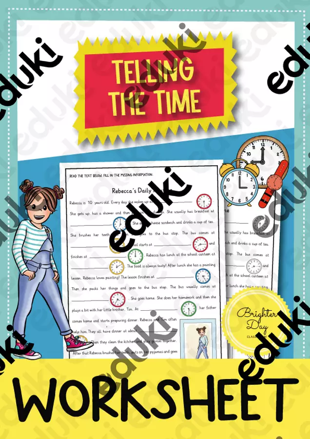 Telling the time worksheet (inglese) Esercizi - Telling the time worksheet (inglese) - Brighter Day Classroom - Pagina di copertina
