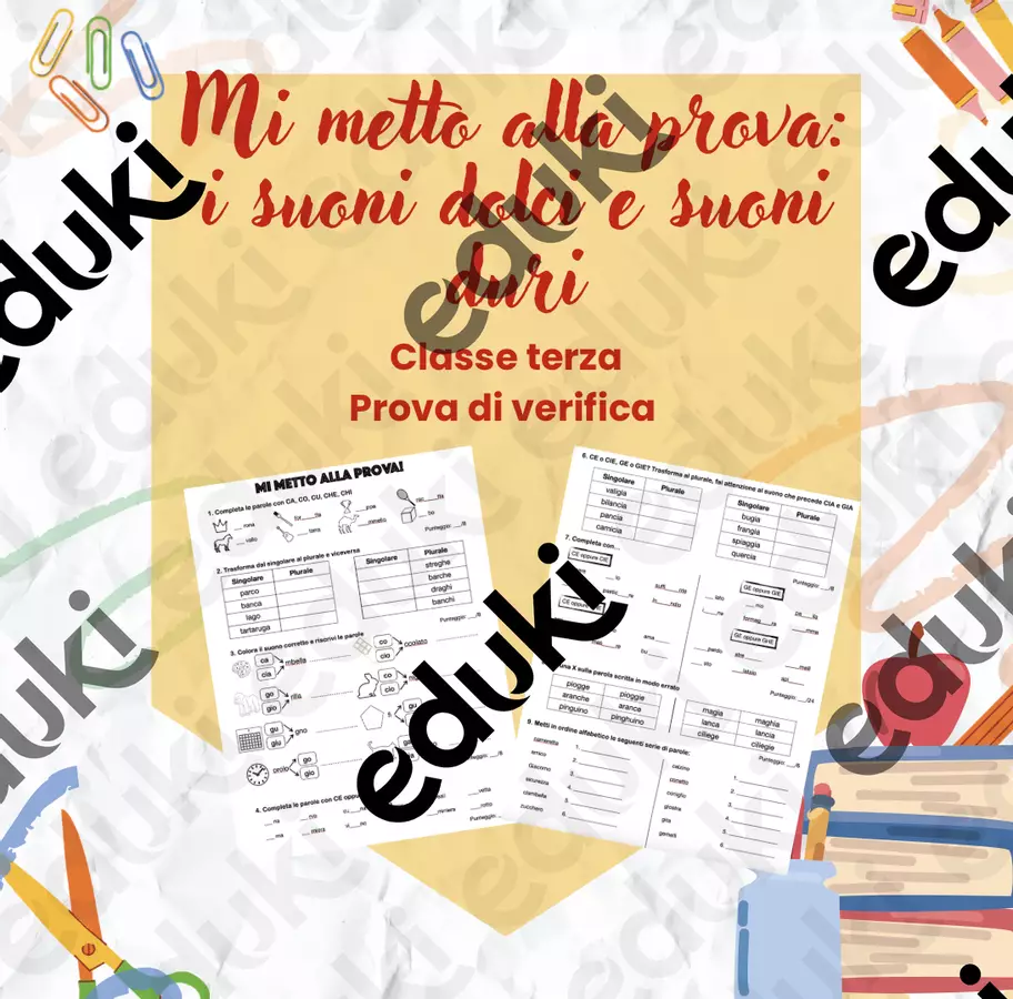 Suoni dolci e duri - classe terza - prova di verifica Compiti in classe/Test - Suoni dolci e duri - classe terza - prova di verifica - Caterina Borello - Pagina di copertina