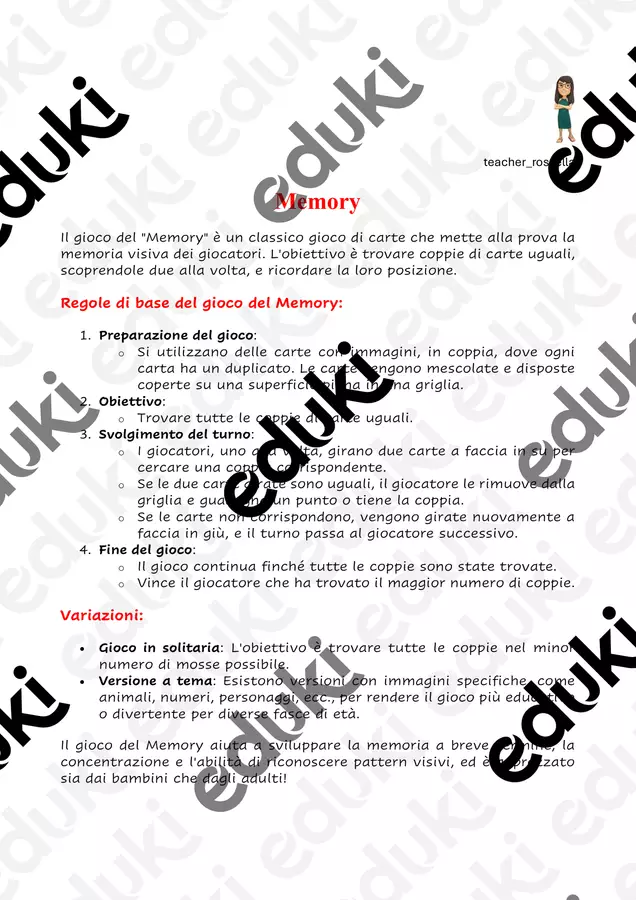 Memory con i numeri romani Giochi - Memory con i numeri romani - teacher_rossella - Pagina di copertina