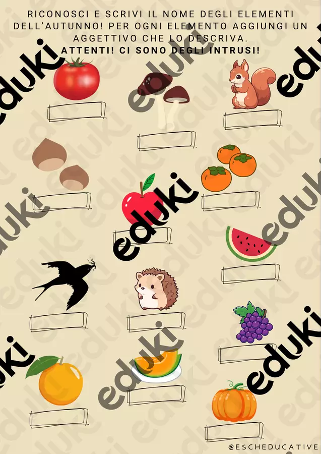 GIOCHIAMO CON I NOMI DELL’AUTUNNO! 🍁 Esercizi - GIOCHIAMO CON I NOMI DELL’AUTUNNO! 🍁 - EschEDUcative - Pagina di copertina