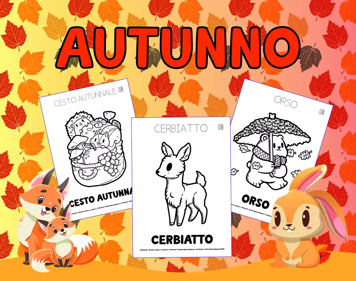 Colora l'Autunno - Disegni da colorare Materiale per pittura e bricolage - Colora l'Autunno - Disegni da colorare - Colora Gioca E Impara - Pagina di copertina
