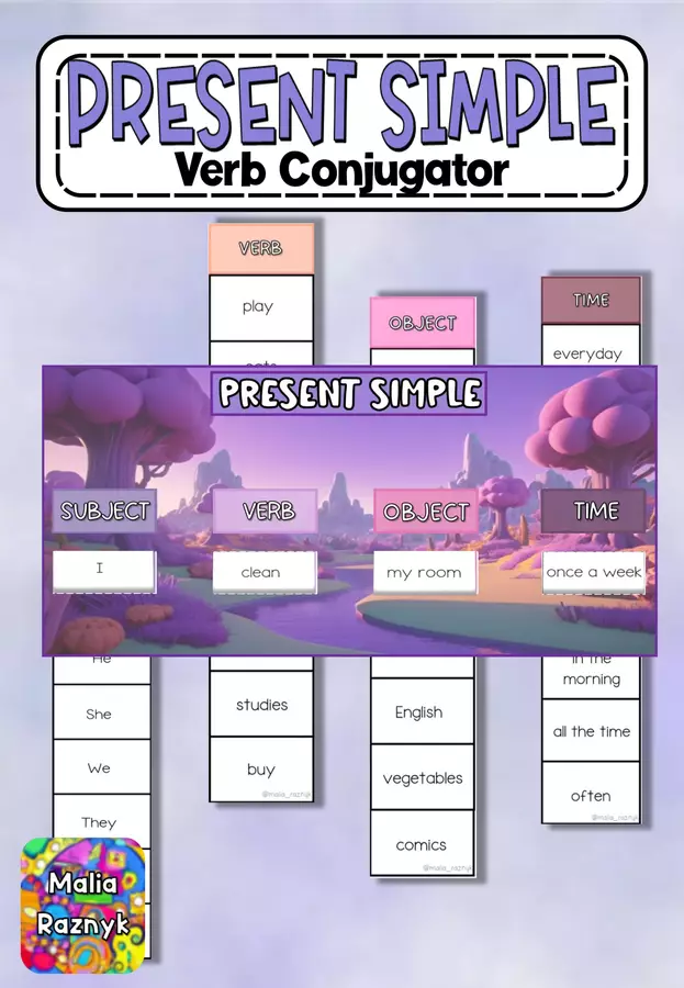 Coniuga Verbi al Presente Semplice - Verb Conjugator Esercizi - Coniuga Verbi al Presente Semplice - Verb Conjugator - Malia Raznyk - Pagina di copertina
