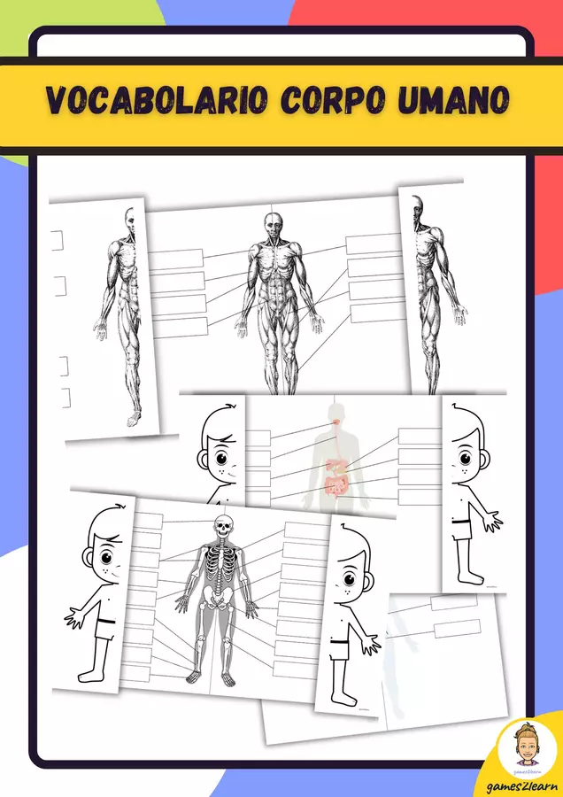 Vocabolario Corpo umano (Etichetta il mio corpo) Esercizi - Vocabolario Corpo umano (Etichetta il mio corpo) - games2learn - Pagina di copertina