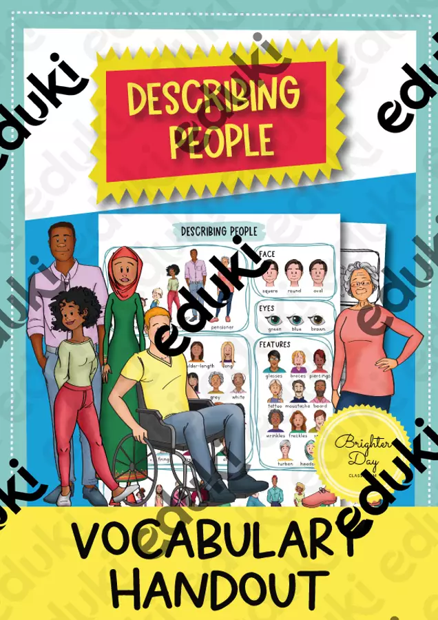 Describing people: scheda di vocabolario / poster (inglese) Materiale di supporto/inclusione - Describing people: scheda di vocabolario / poster (inglese) - Brighter Day Classroom - Pagina di copertina