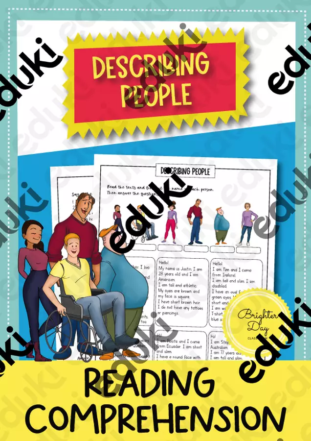 Describing people: reading comprehension (inglese) Esercizi - Describing people: reading comprehension (inglese) - Brighter Day Classroom - Pagina di copertina