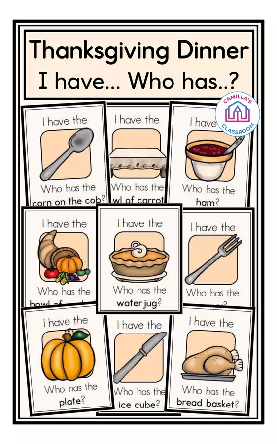 Thanksgiving Dinner - I have.. Who has..? Game Giochi - Thanksgiving Dinner - I have.. Who has..? Game - Camilla's Classroom - Pagina di copertina