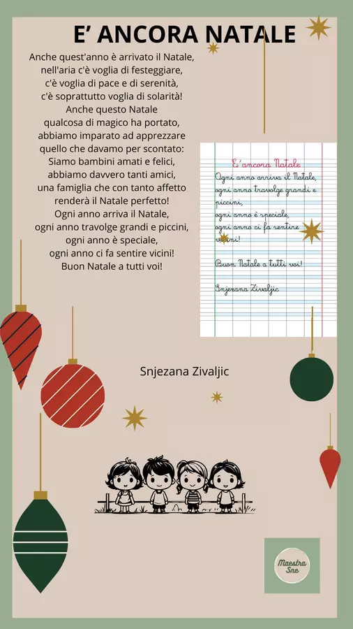 E' ancora Natale-poesia con corsivo e disegno Opere didattiche / Libri di testo - E' ancora Natale-poesia con corsivo e disegno - Maestra Sne - Pagina di copertina