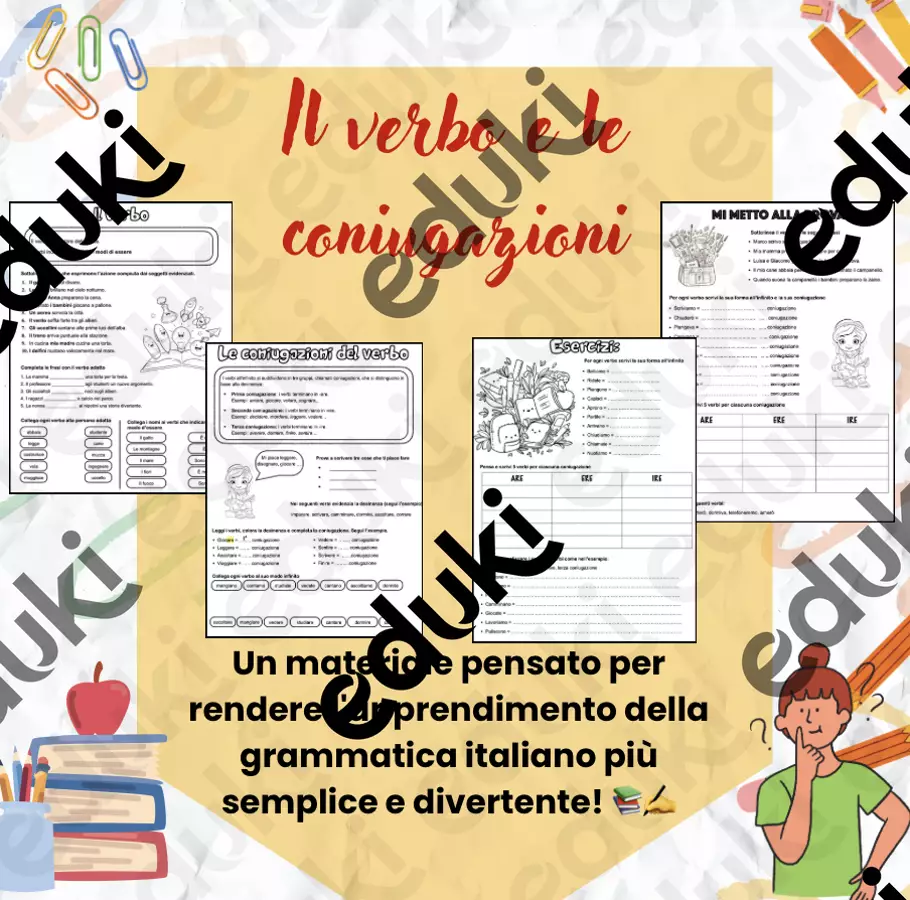 Il verbo e le coniugazioni - classe terza Materiale di supporto/inclusione - Il verbo e le coniugazioni - classe terza - Caterina Borello - Pagina di copertina