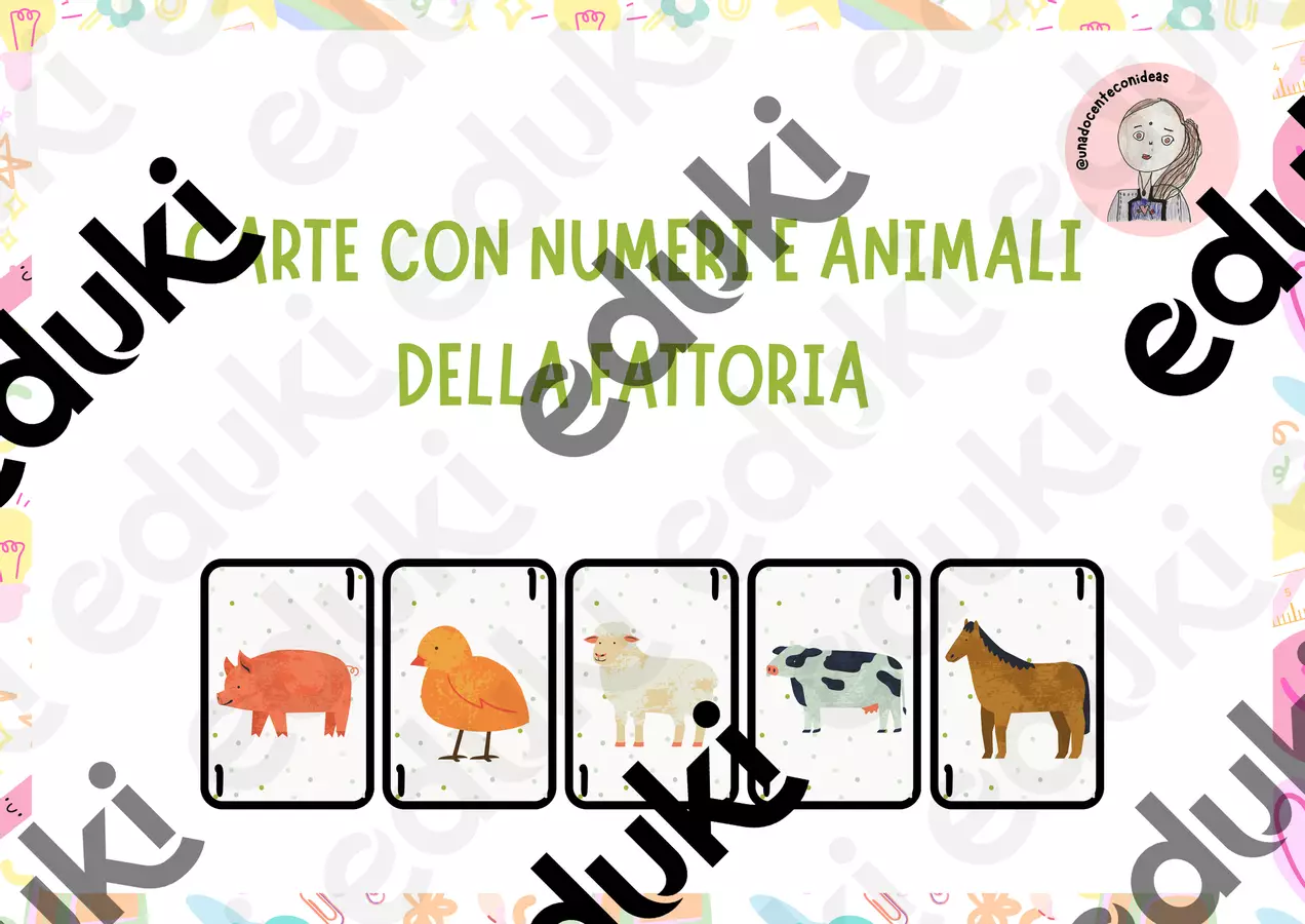 Carte con numeri e animali della fattoria Giochi - Carte con numeri e animali della fattoria - UNADOCENTECONIDEAS - Pagina di copertina