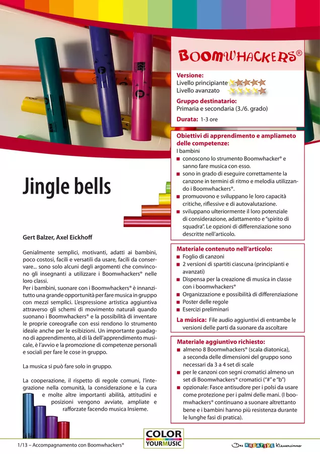 Jingle bells - Accomapgnamento con Boomwhackers Audio - Jingle bells - Accomapgnamento con Boomwhackers - Das kreative Klassenzimmer (La classe creativa) - Pagina di copertina