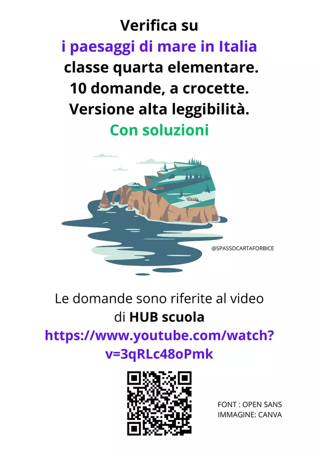 Classe quarta verifica di geografia i mari in Italia Compiti in classe/Test - Classe quarta verifica di geografia i mari in Italia - Spassocartaforbice - Pagina di copertina