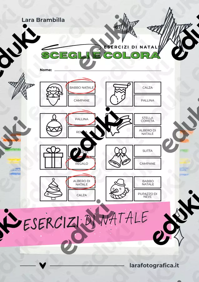ESERCIZI DI NATALE | VOL. 2 COLORA E GIOCA Esercizi - ESERCIZI DI NATALE | VOL. 2 COLORA E GIOCA - Lara Brambilla - Pagina di copertina