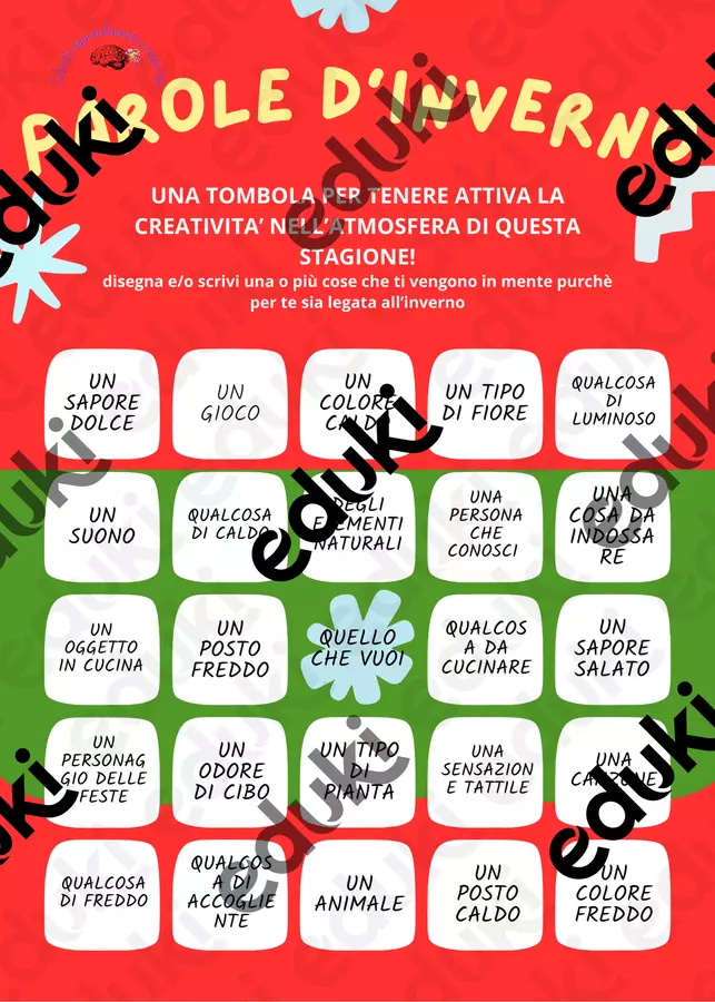 TOMBOLA PAROLE D'INVERNO scrivo disegno Esercizi - TOMBOLA PAROLE D'INVERNO scrivo disegno - Celeste.apprendimento,creatività - Pagina di copertina