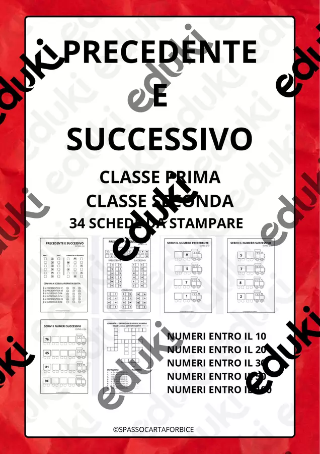classe prima e seconda - matematica PRECEDENTE E SUCCESSIVO Esercizi - classe prima e seconda - matematica PRECEDENTE E SUCCESSIVO - Spassocartaforbice - Pagina di copertina