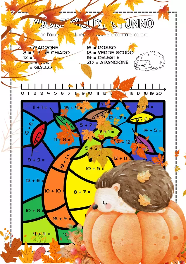 Addizioni d’autunno. Calcoli veloci con la linea dei numeri Esercizi - Addizioni d’autunno. Calcoli veloci con la linea dei numeri - Vera La Maestra - Pagina di copertina