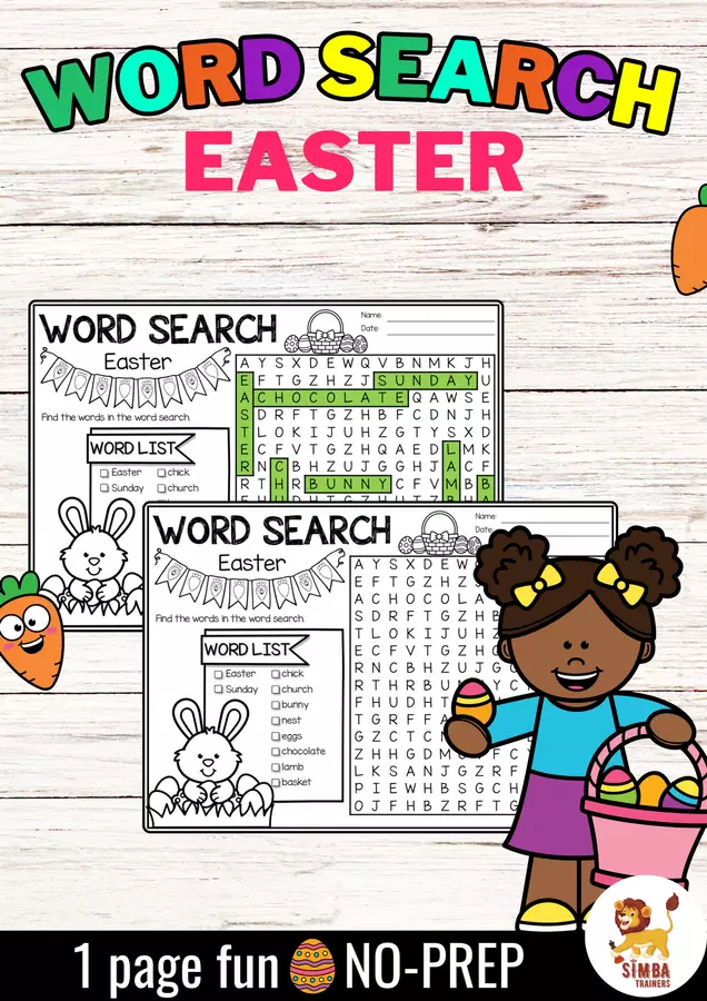 Word Search Puzzle (Easter) | March / April Pasqua Marzo / Aprile Inglese Esercizi - Word Search Puzzle (Easter) | March / April Pasqua Marzo / Aprile Inglese - SIMBA Trainers Education - Pagina di copertina