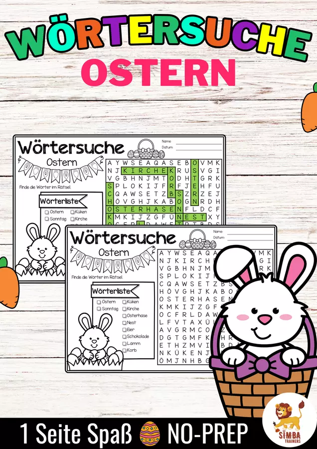 Wörtersuche / Suchsel (Ostern) März / April Pasqua Marzo / Aprile Tedesco Esercizi - Wörtersuche / Suchsel (Ostern) März / April Pasqua Marzo / Aprile Tedesco - SIMBA Trainers Education - Pagina di copertina
