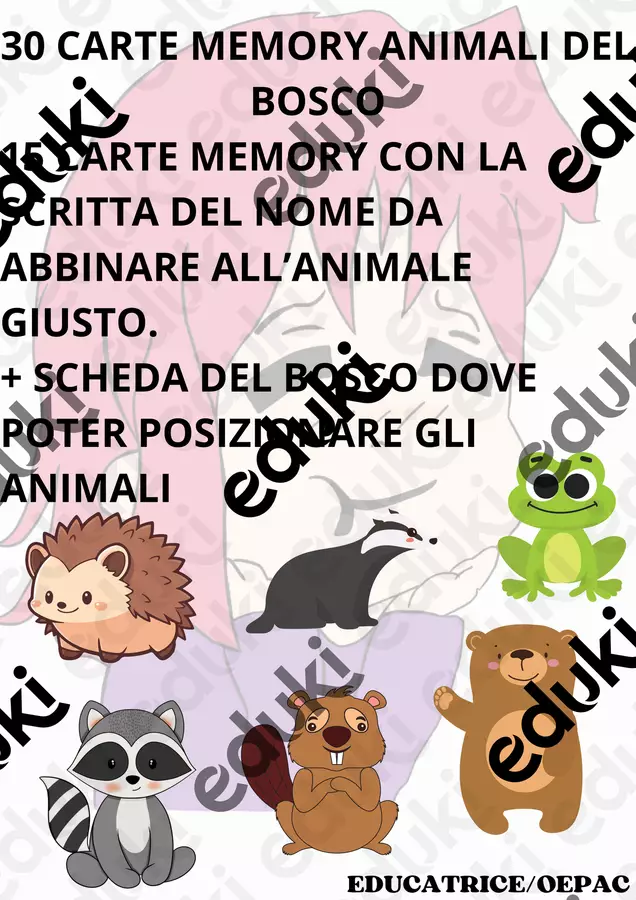 FLASH CARDS MEMORY ANIMALI DEL BOSCO Flashcard - FLASH CARDS MEMORY ANIMALI DEL BOSCO - educatrice_oepac - Pagina di copertina