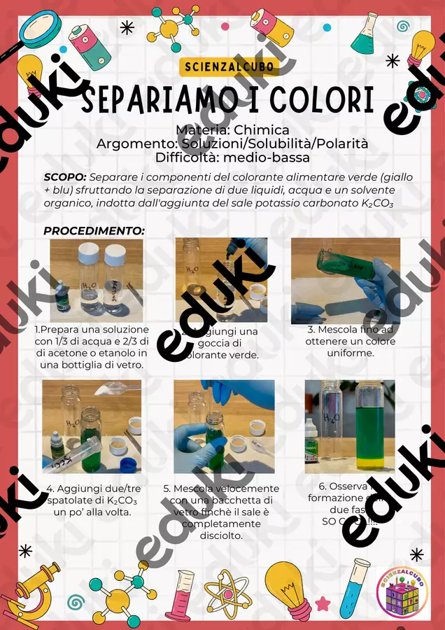Separiamo i colori con la chimica Esperimenti - Separiamo i colori con la chimica - Scienzalcubo - Pagina di copertina