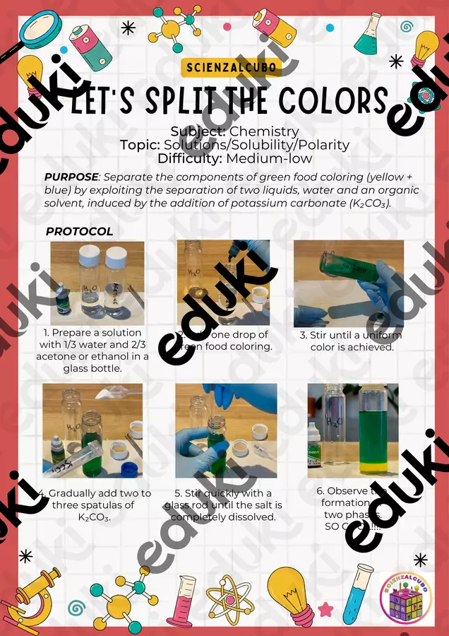 Let's split the colours with chemistry Esperimenti - Let's split the colours with chemistry - Scienzalcubo - Pagina di copertina