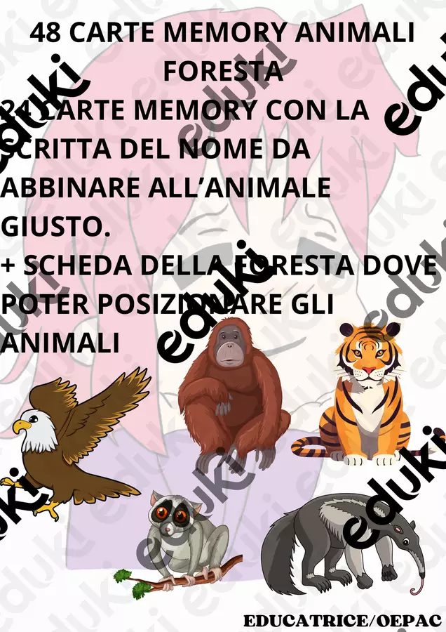 FLASH CARDS MEMORY ANIMALI DELLA FORESTA Flashcard - FLASH CARDS MEMORY ANIMALI DELLA FORESTA - educatrice_oepac - Pagina di copertina