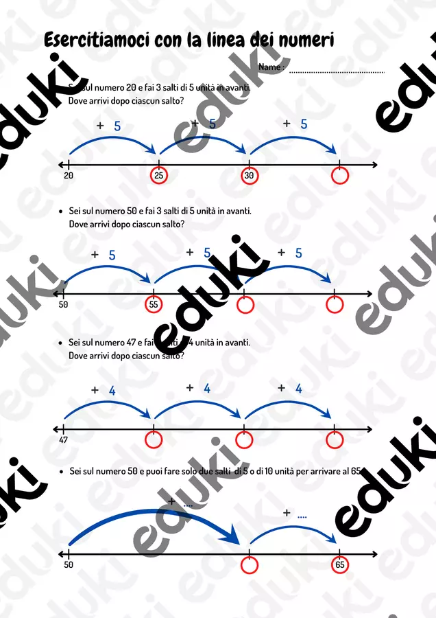 Esercitiamoci con la linea dei numeri Esercizi - Esercitiamoci con la linea dei numeri - Maestra Ilenia - Pagina di copertina