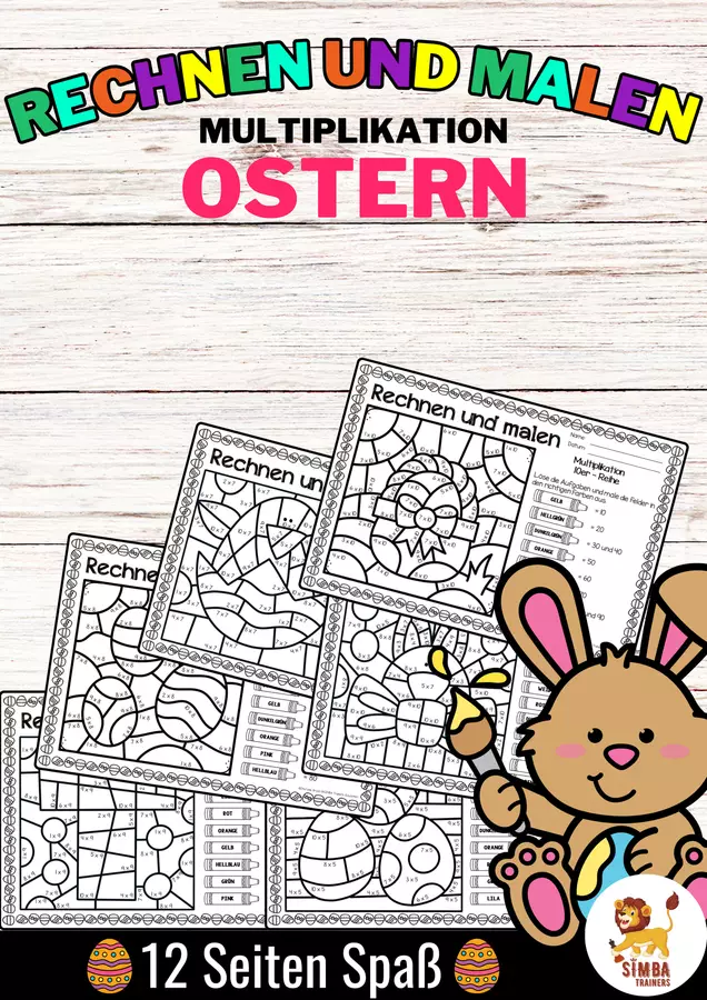 Rechen-Mal-Blätter - Multiplikation (Ostern) Pasqua Moltiplicazione Matematica Tedesco Esercizi - Rechen-Mal-Blätter - Multiplikation (Ostern) Pasqua Moltiplicazione Matematica Tedesco - SIMBA Trainers Education - Pagina di copertina