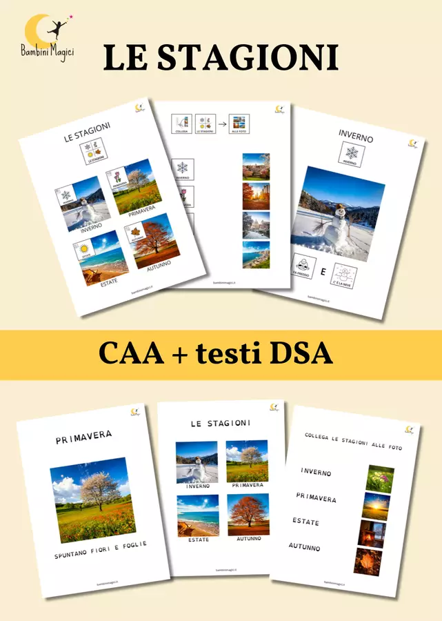 Le stagioni in CAA e Testo DSA Esercizi - Le stagioni in CAA e Testo DSA - Bambini Magici - Pagina di copertina