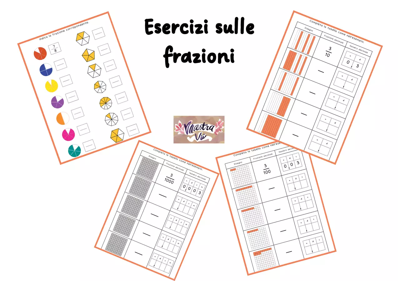 Esercizi sulle frazioni e frazioni decimali Esercizi - Esercizi sulle frazioni e frazioni decimali - Maestra Vivi - Pagina di copertina