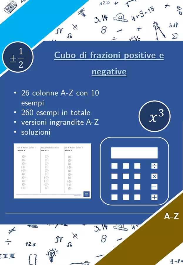 Cubo di frazioni positive e negative | matematica | 26 colonne Esercizi - Cubo di frazioni positive e negative | matematica | 26 colonne - Materiali Matematici - Pagina di copertina
