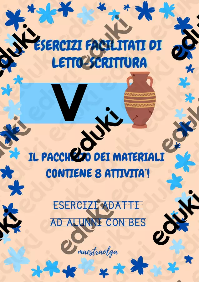 CONSONANTE V- Esercizi facilitati di letto-scrittura Esercizi - CONSONANTE V- Esercizi facilitati di letto-scrittura - maestraolga88 - Pagina di copertina