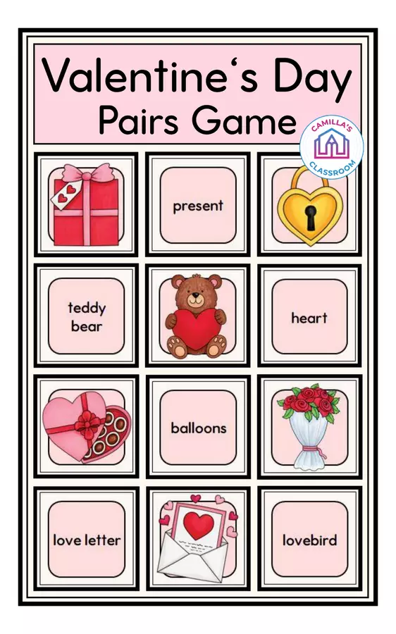 Valentine's Day - Pairs Game Giochi - Valentine's Day - Pairs Game - Camilla's Classroom - Pagina di copertina