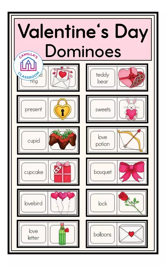 Valentine's Day - Dominoes Giochi - Valentine's Day - Dominoes - Camilla's Classroom - Pagina di copertina