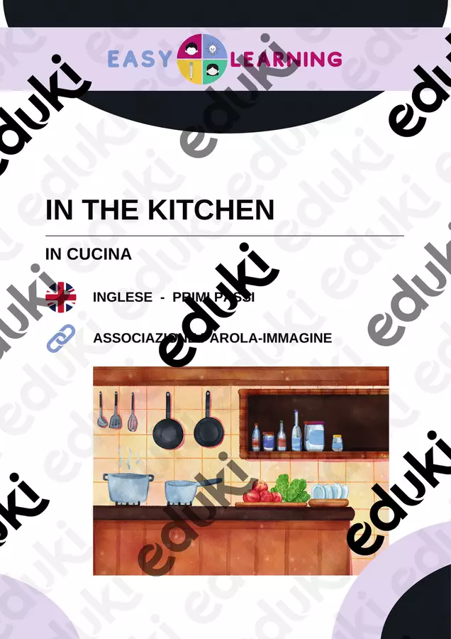 Oggetti in Cucina - Kitchen tools / Inglese Beginner Esercizi - Oggetti in Cucina - Kitchen tools / Inglese Beginner - Easy Learning Academy - Pagina di copertina