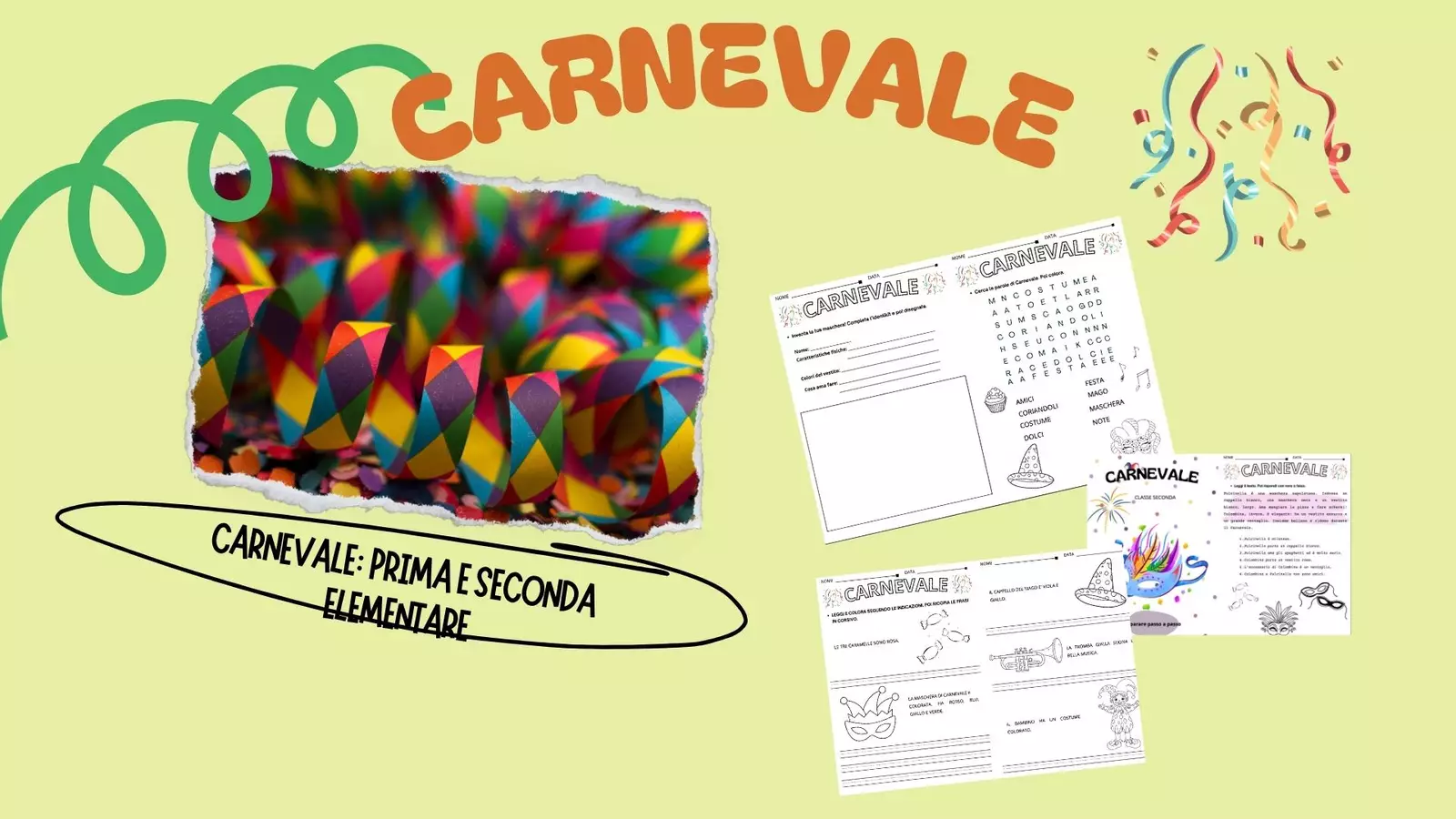 Carnevale in allegria: prima e seconda elementare Esercizi - Carnevale in allegria: prima e seconda elementare - Imparare passo a passo - Pagina di copertina