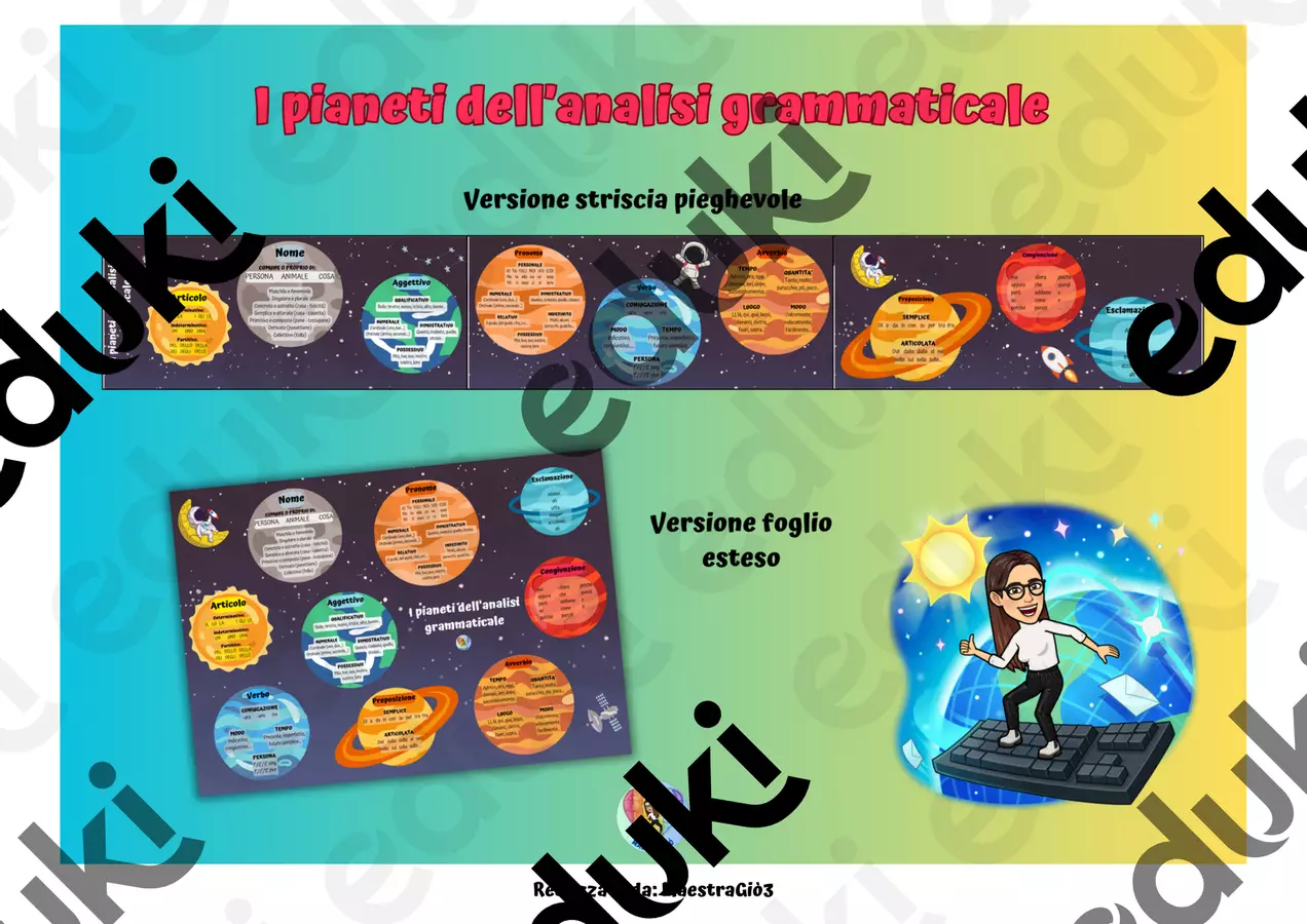 I pianeti dell'analisi grammaticale! Materiale di supporto/inclusione - I pianeti dell'analisi grammaticale! - MaestraGiò3 - Pagina di copertina