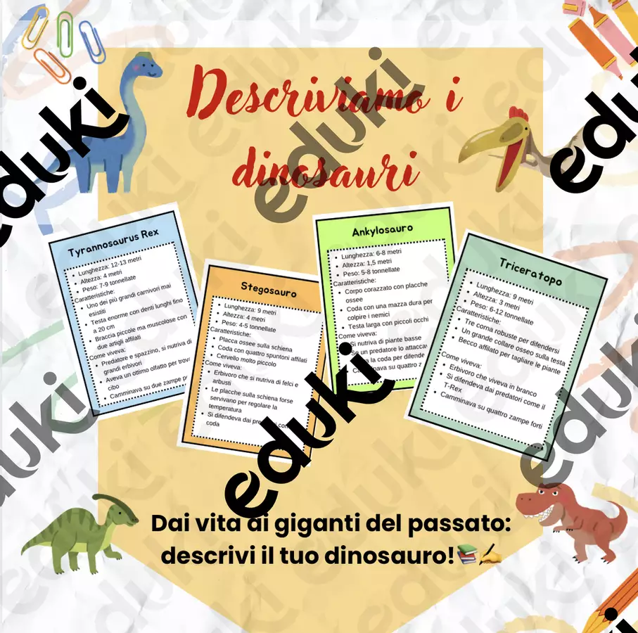 Descriviamo i dinosauri - flashcard classe terza Flashcard - Descriviamo i dinosauri - flashcard classe terza - Caterina Borello - Pagina di copertina